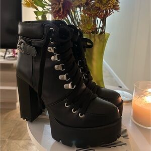 Platform Heeled Combat Boots